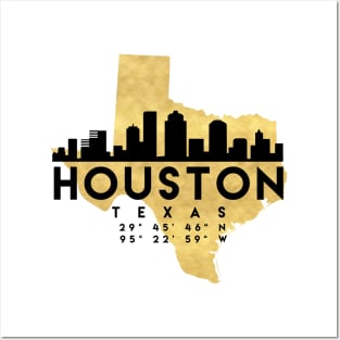 Houston Texas Skyline Map Art Posters and Art